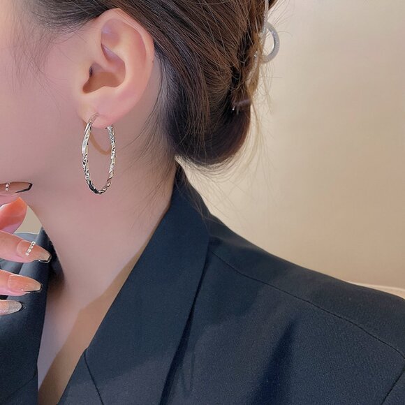 18K yellow gold plated hoop earrings - Picture 2 of 6